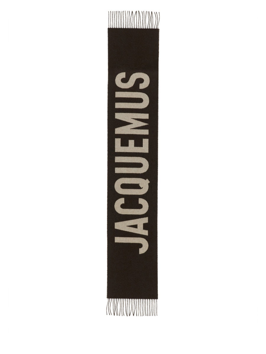 Logo Scarf Virgin Wool Brown Scarfs