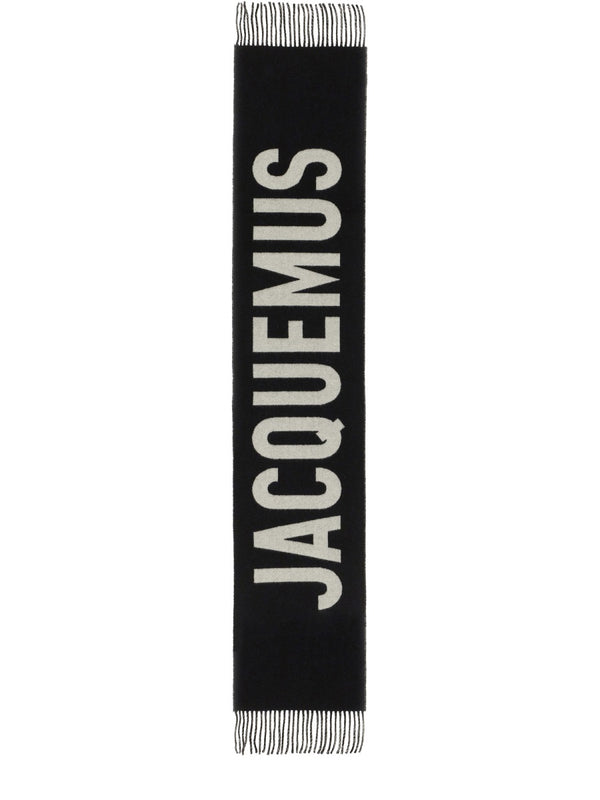Logo Scarf Black Virgin Wool Scarfs
