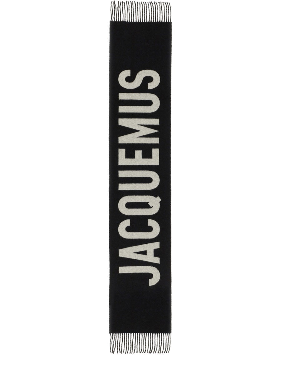 Logo Scarf Black Virgin Wool Scarfs