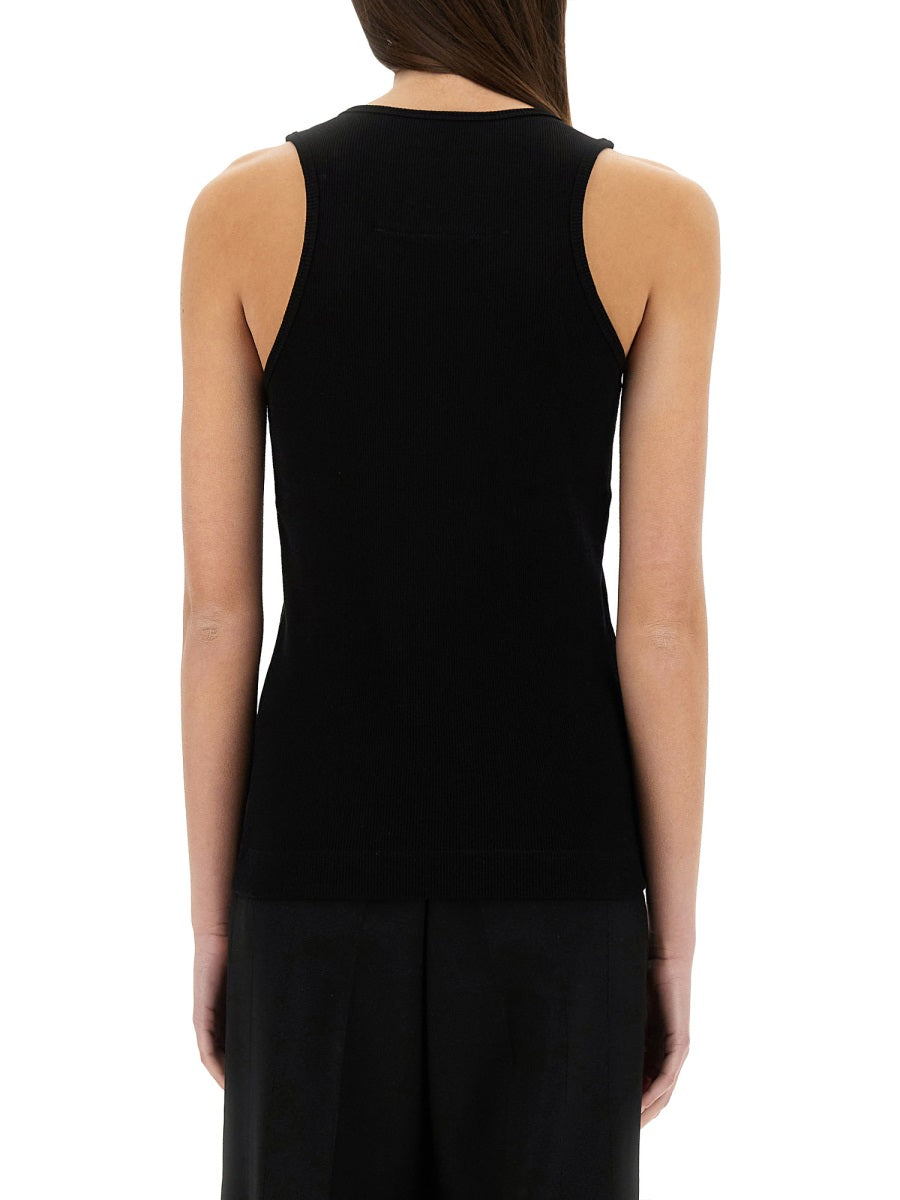 Logo Slim Fit Tank Top Black Cotton
