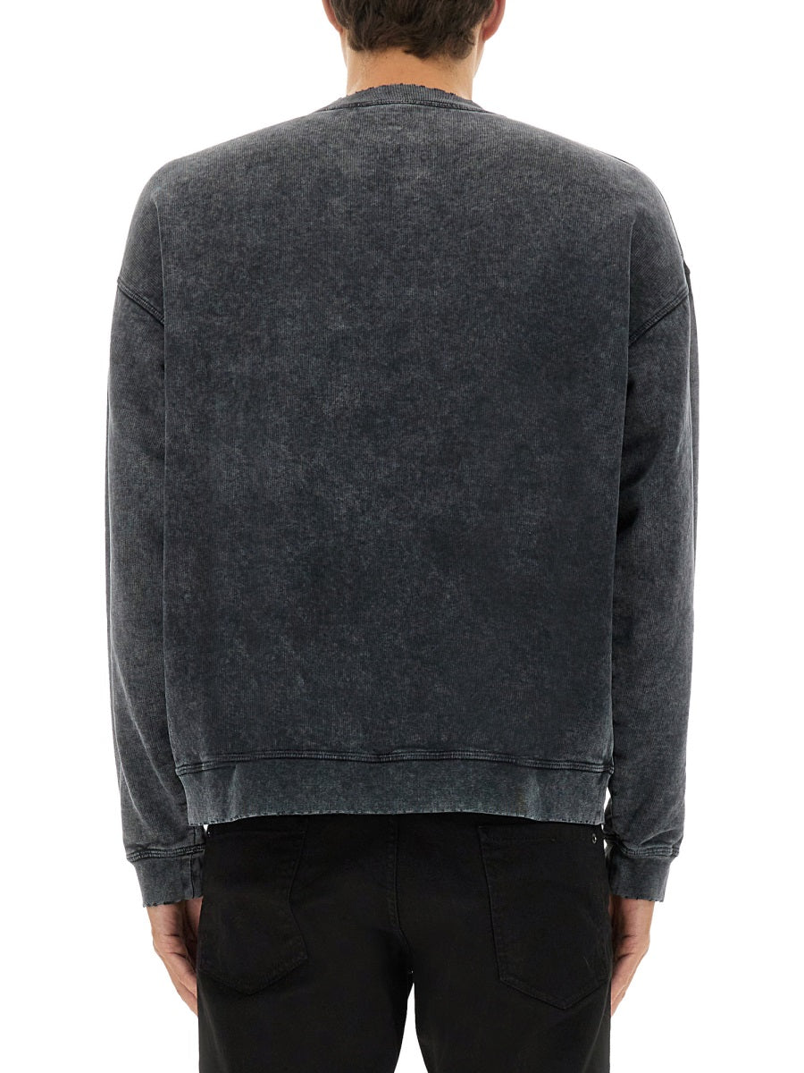 Sweatshirt With Print Grey Cotton Sweatshirts
