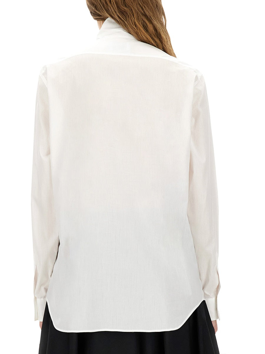 Cotton Poplin Jacquard Shirt White