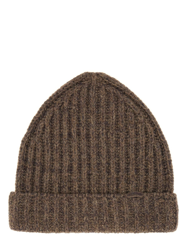 Wool And Cotton Blend Beanie Brown Virgin Hat