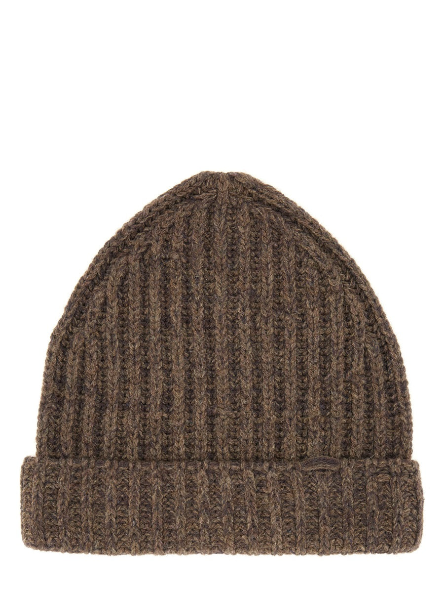 Wool And Cotton Blend Beanie Brown Virgin Hat