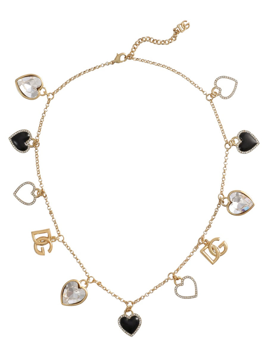 Italian Tailoring Necklace With Hearts Gold Brass Glass Necklaces