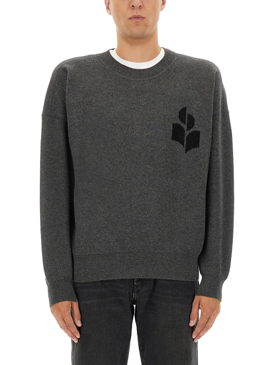 Jersey Sweater With Logo Charcoal Cotton Jumpers