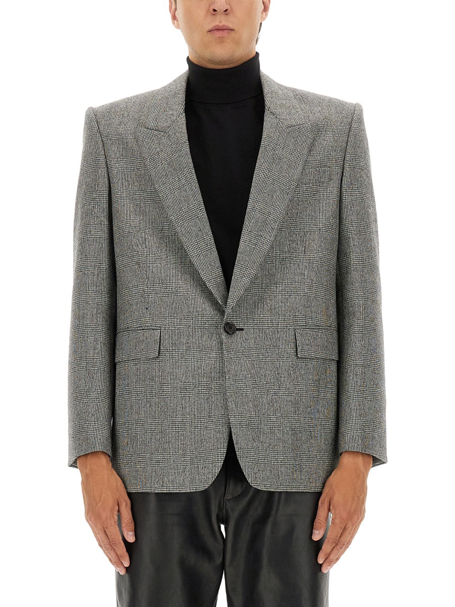 Single-Breasted Wool Flannel Jacket Grey