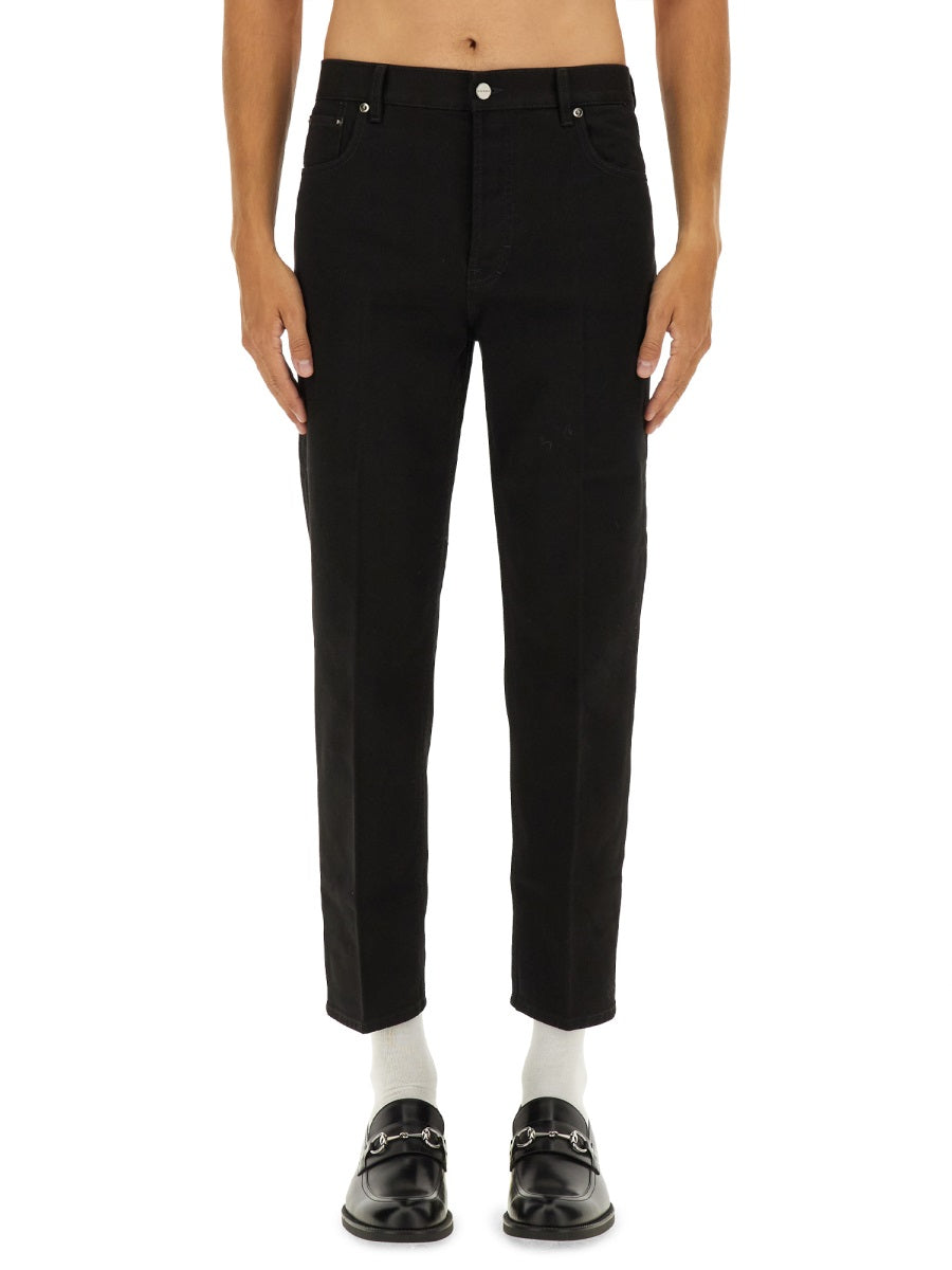 Slim Fit Trousers Black Cotton