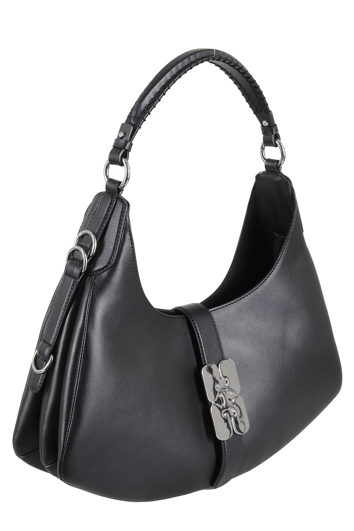 Kat Small Black Recycled Leather Pu Polyester Borsa