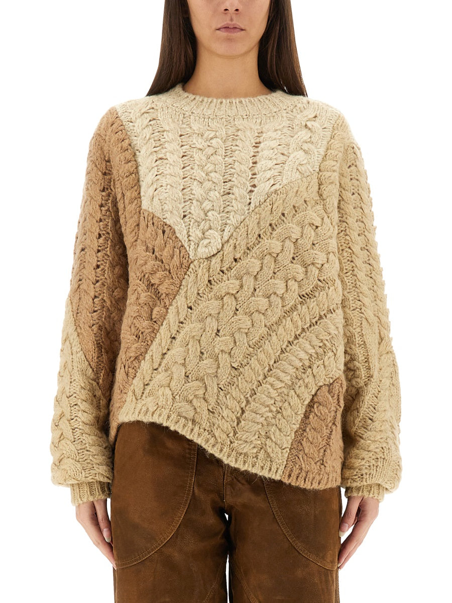 Patchwork Daryl Sweater Beige Acrylic Jumpers