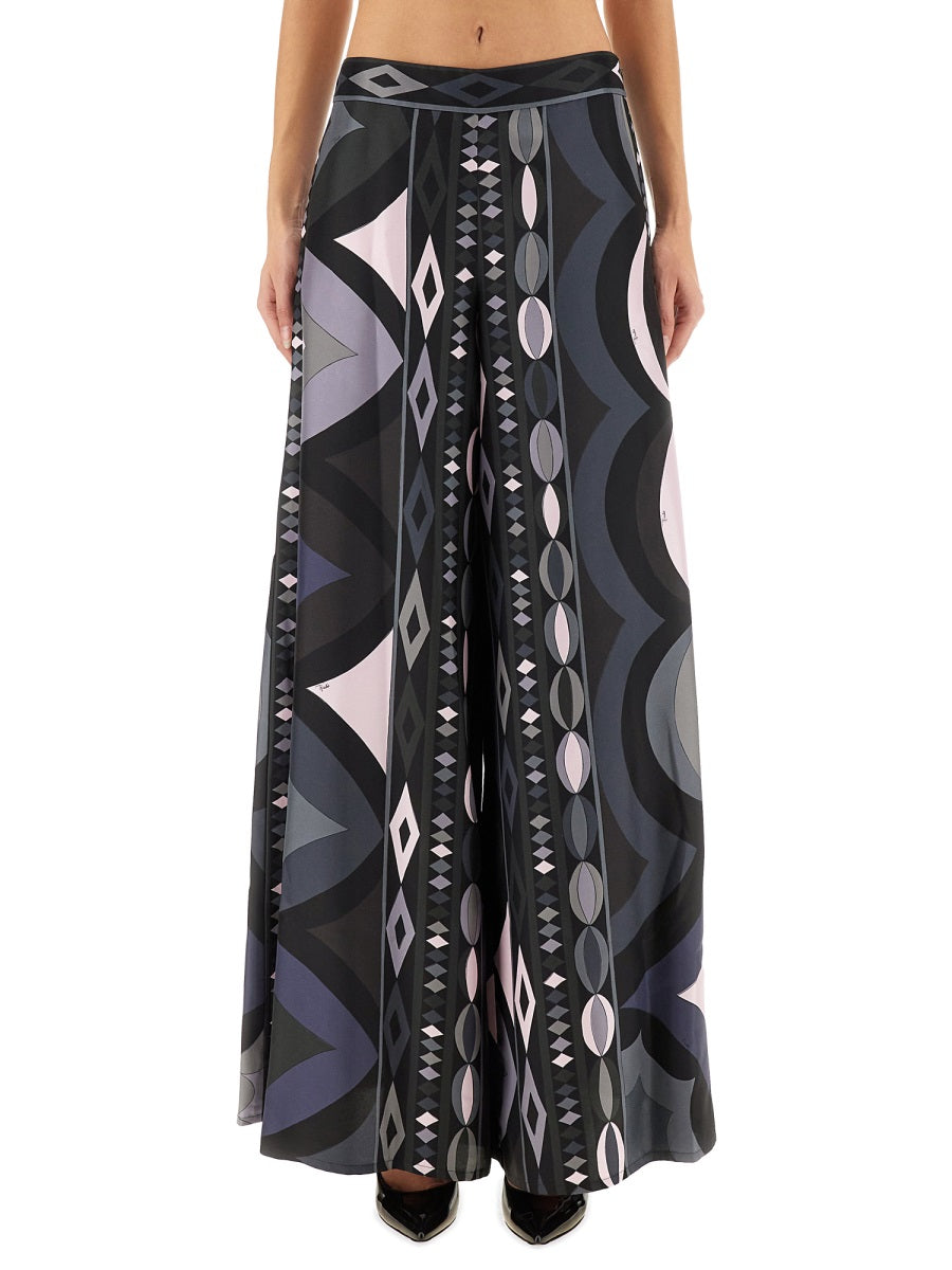 Pants With Necklace Print Black Silk Trousers