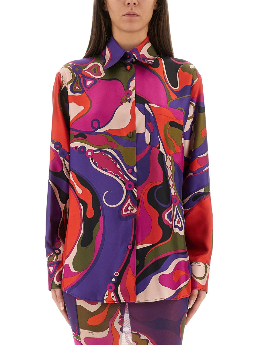 Orchid Print Shirt Multicolour Silk