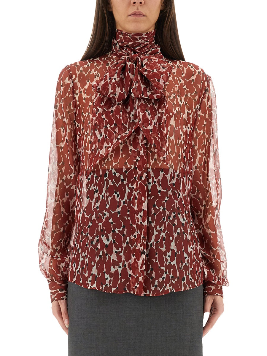 Printed Silk Shirt Red