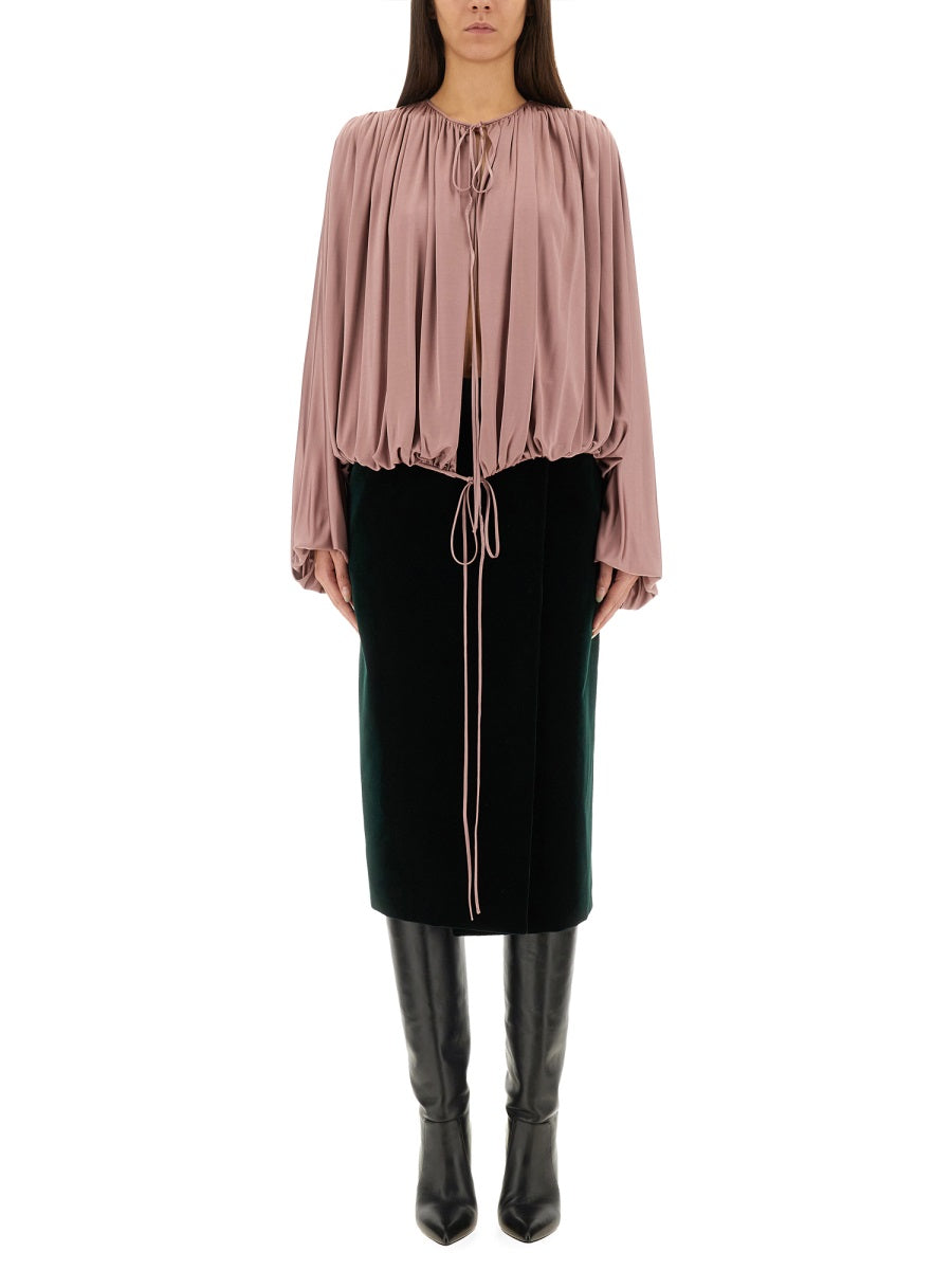 Fluid Knit Blouse Pink Viscose