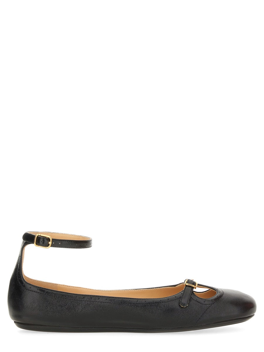 Ballerina Misty Black Shearling Domestic Lamb Shoe