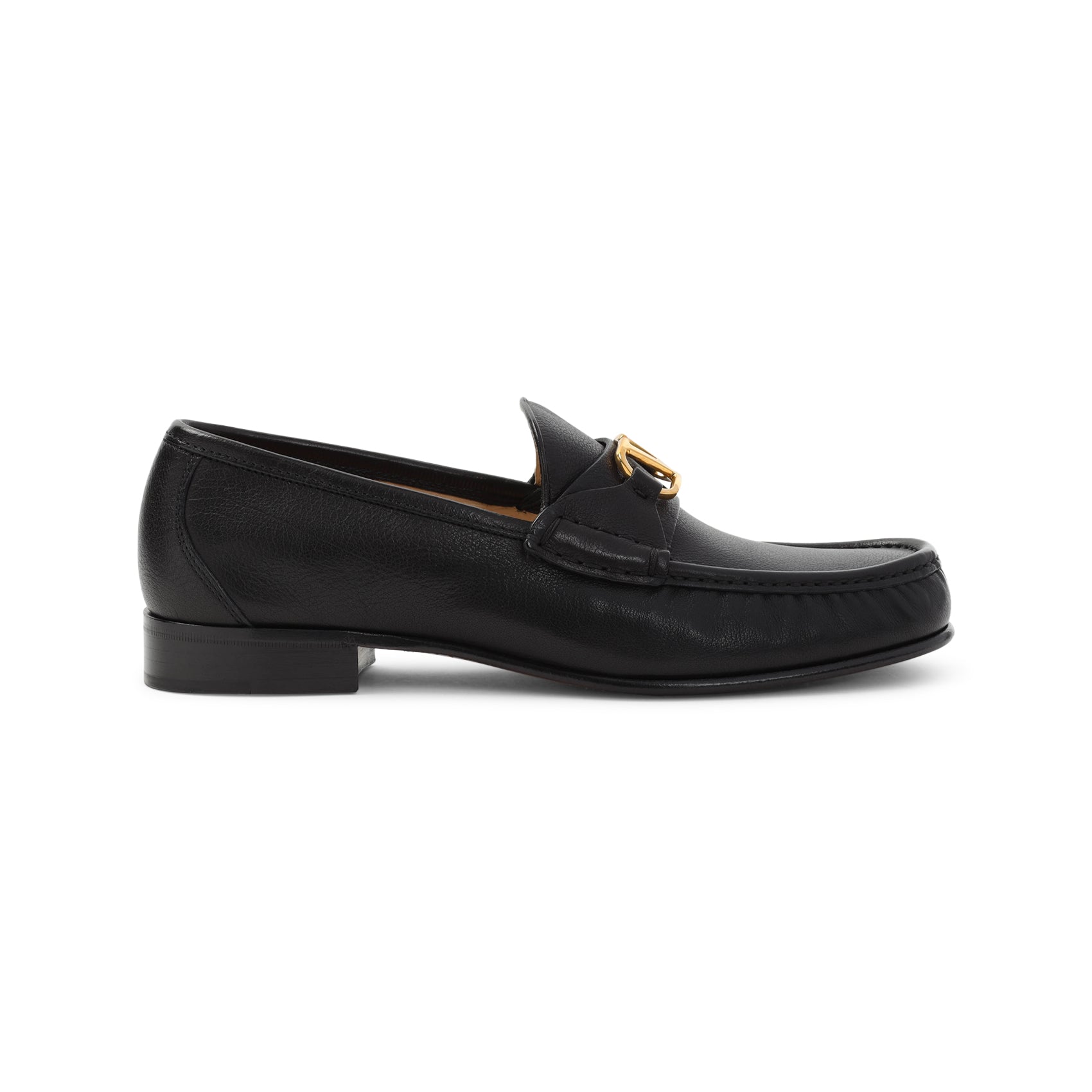 Signature V-logo Loafer Black Leather Shoe