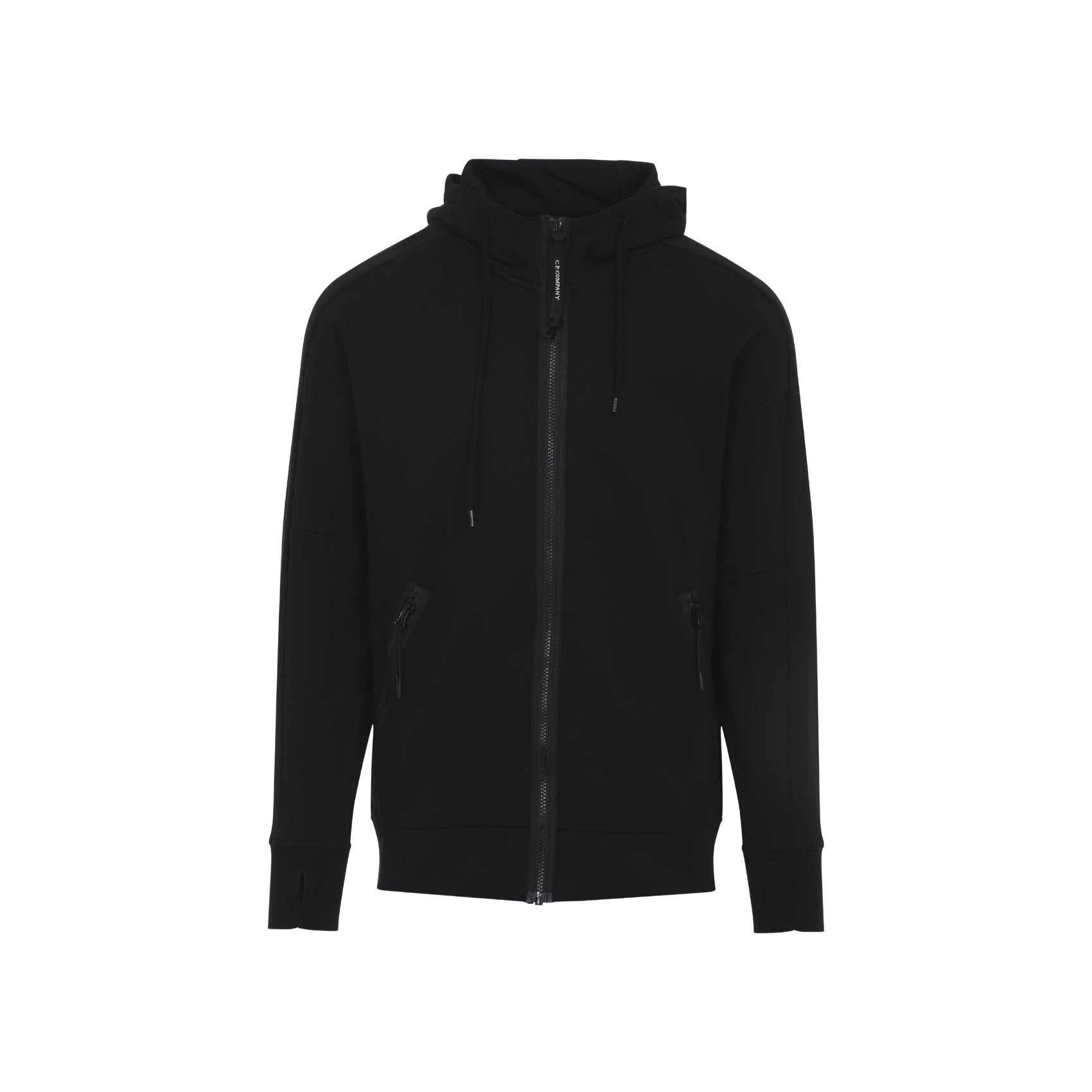 Open Hoodie Black Cotton Sweatshirt