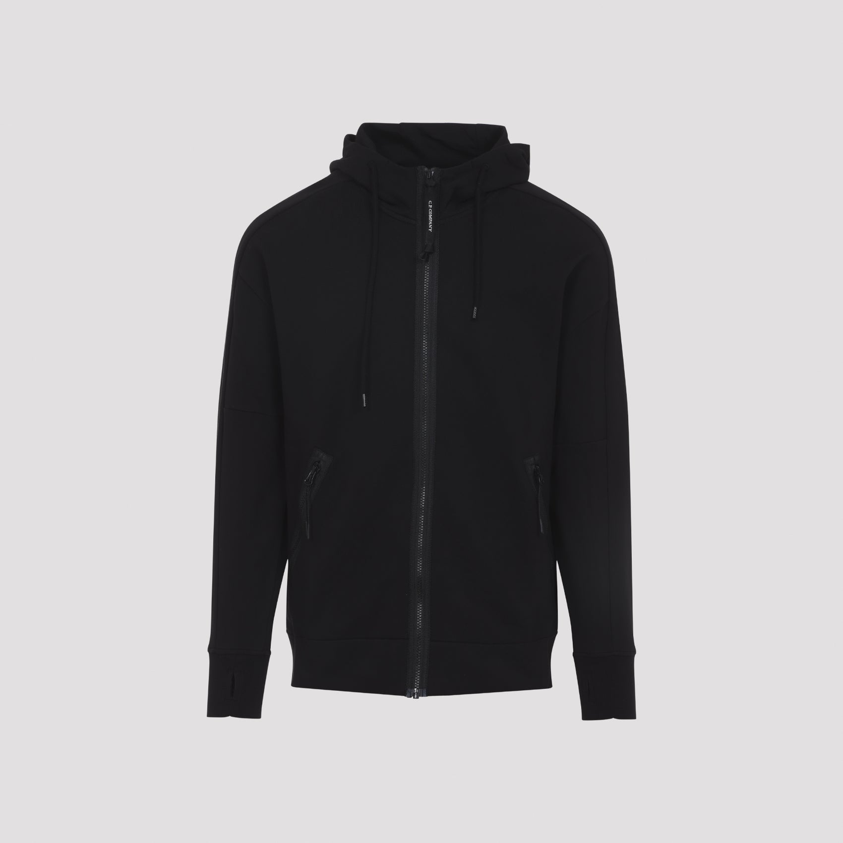 Open Hoodie Black Cotton Sweatshirt