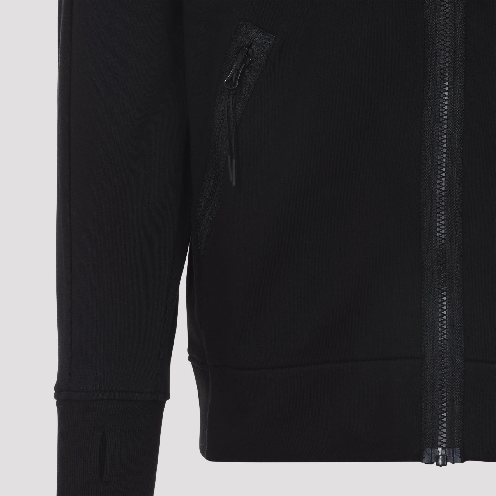 Open Hoodie Black Cotton Sweatshirt