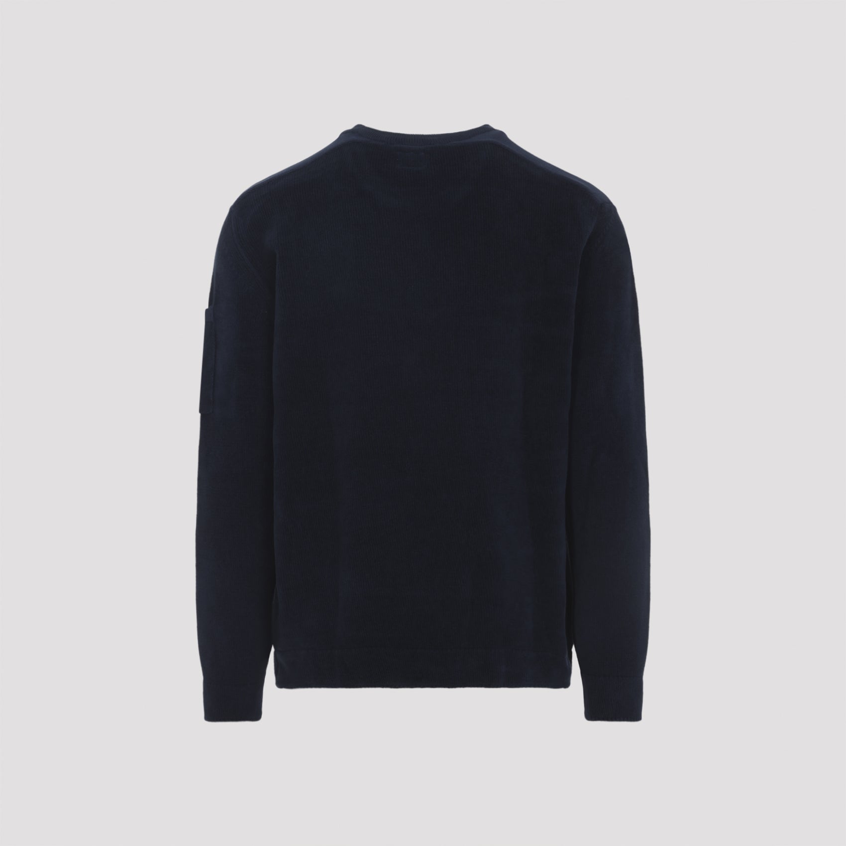 Crewneck Lens Pullover Blue Cotton Sweater