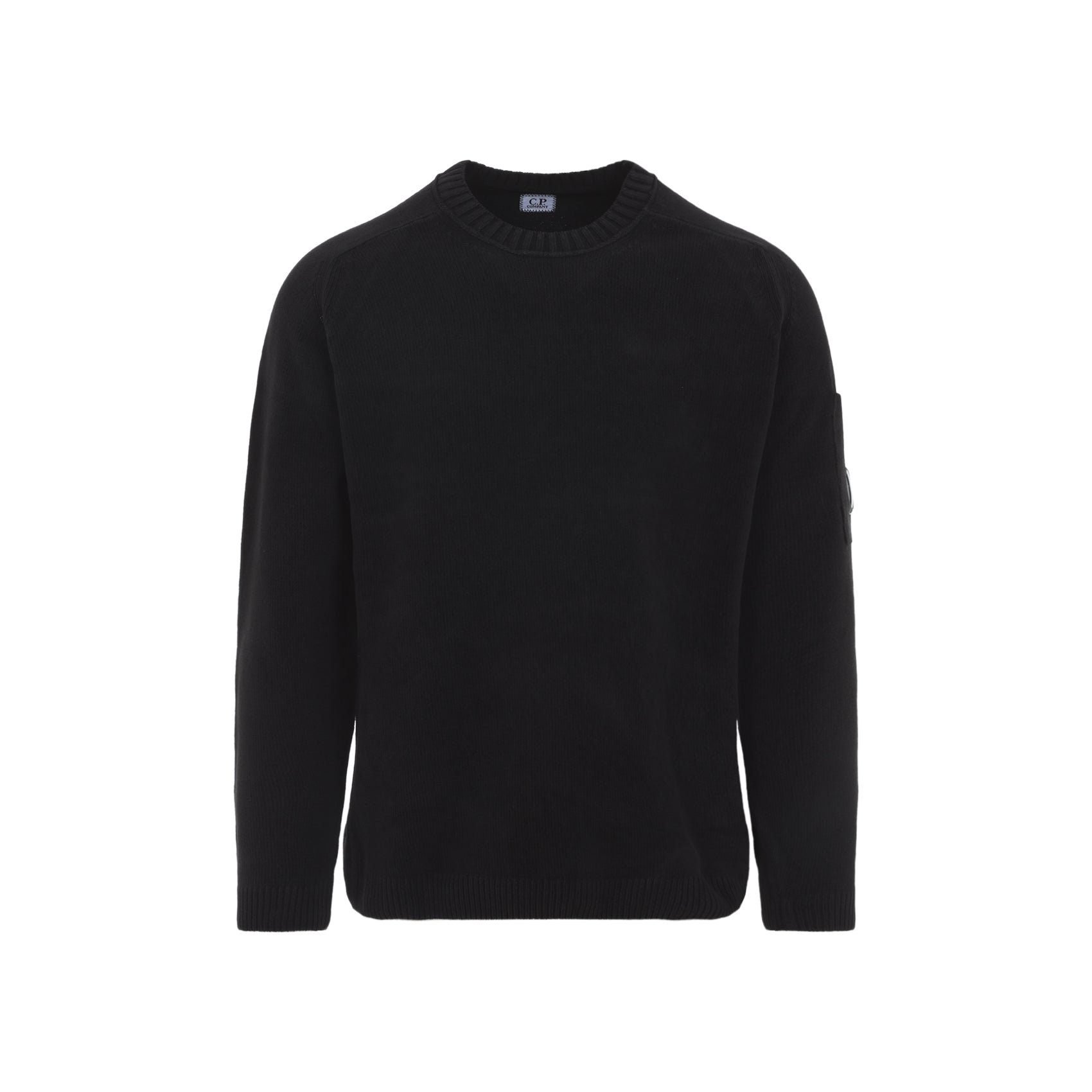C.p. Company Crewneck Lens Pullover Black Cotton Sweater