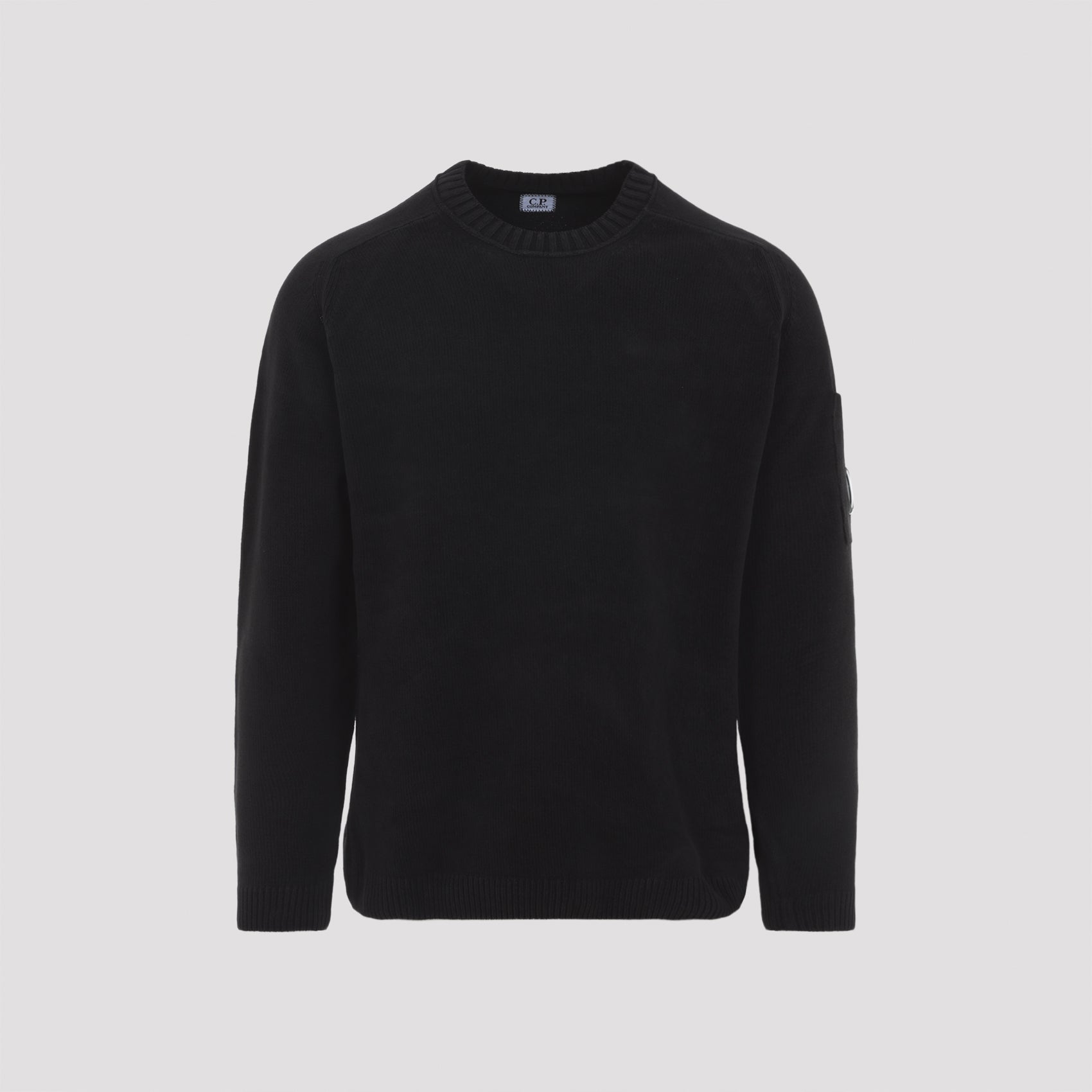 C.p. Company Crewneck Lens Pullover Black Cotton Sweater
