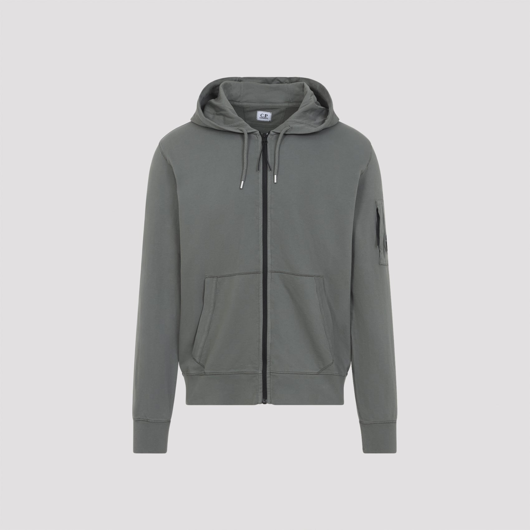 Zip Lens Hoodie Grey Cotton Sweatshirt