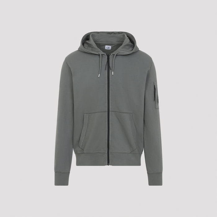 Zip Lens Hoodie Grey Cotton Sweatshirt