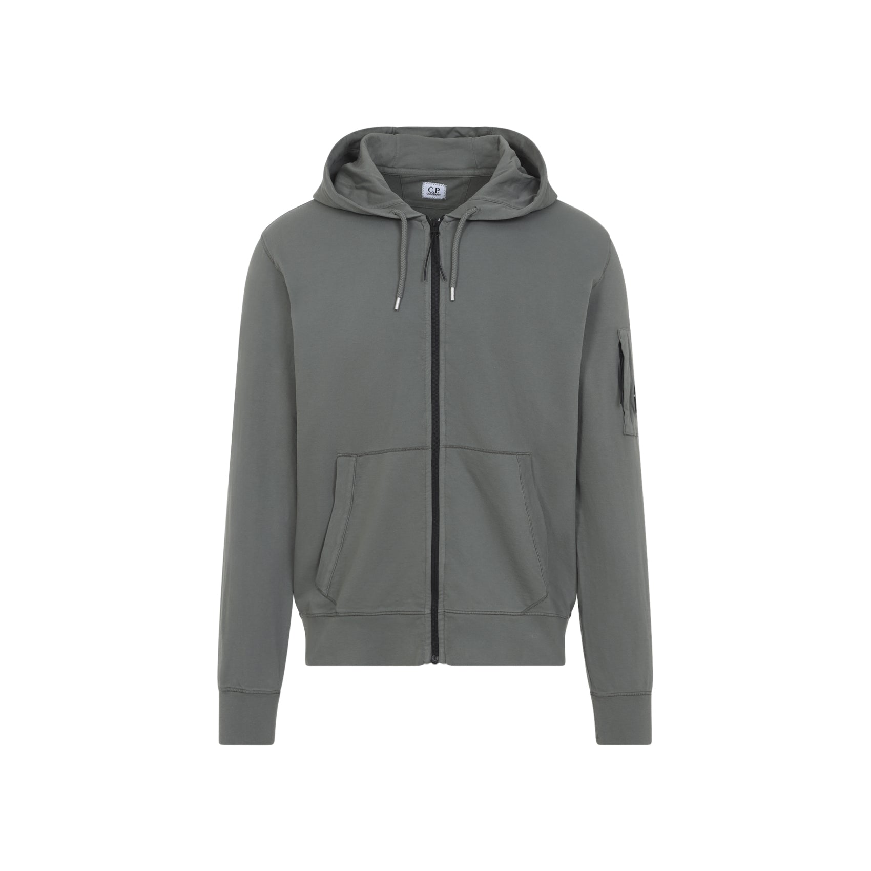 Zip Lens Hoodie Grey Cotton Sweatshirt