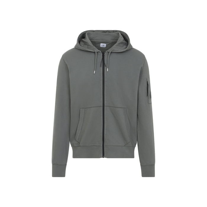 Zip Lens Hoodie Grey Cotton Sweatshirt