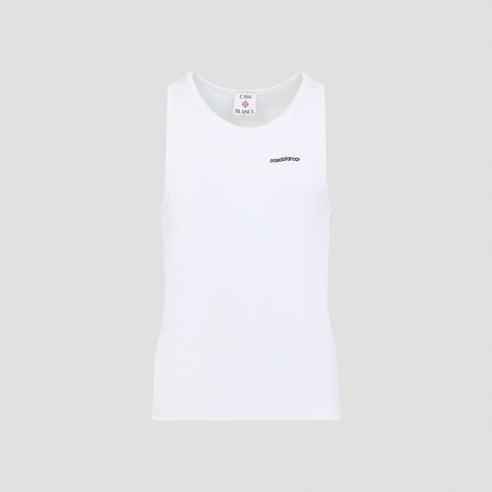Ribbed Tank Top White Organic Cotton Elastane