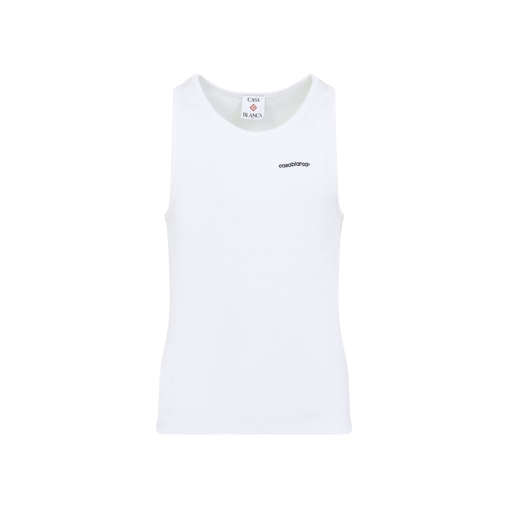 Ribbed Tank Top White Organic Cotton Elastane