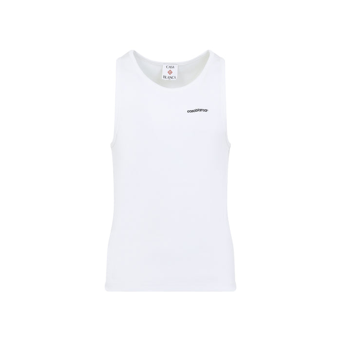 Ribbed Tank Top White Organic Cotton Elastane