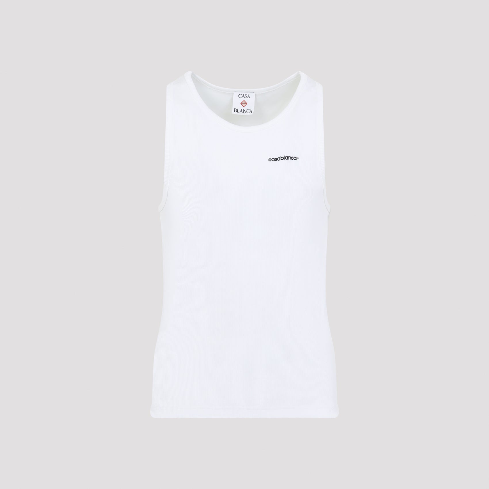 Ribbed Tank Top White Organic Cotton Elastane