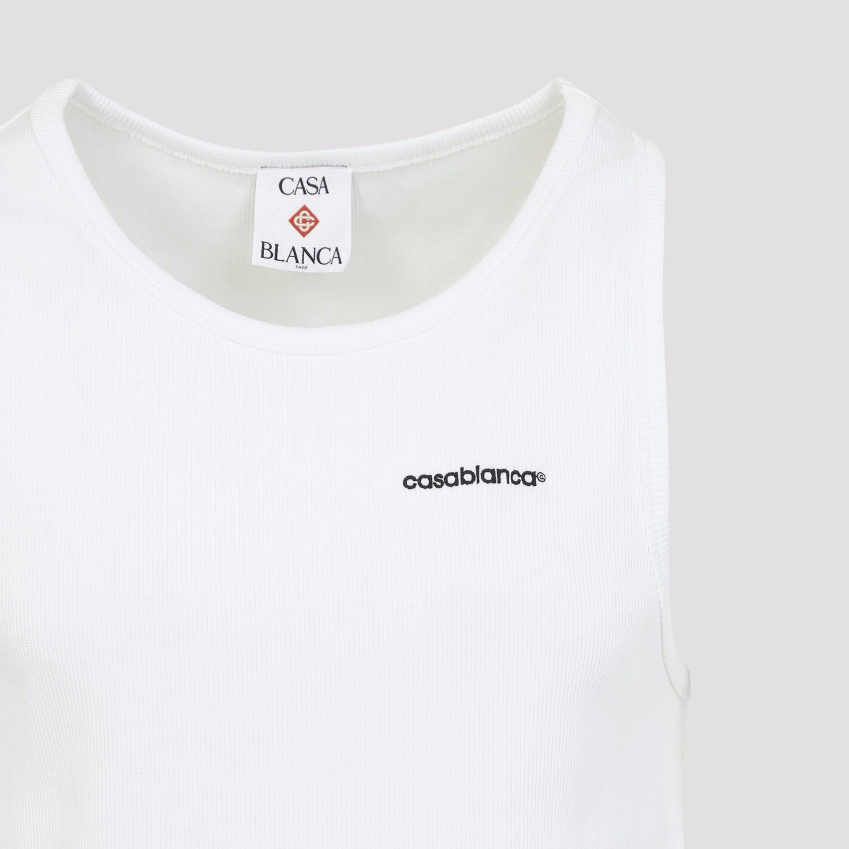 Ribbed Tank Top White Organic Cotton Elastane