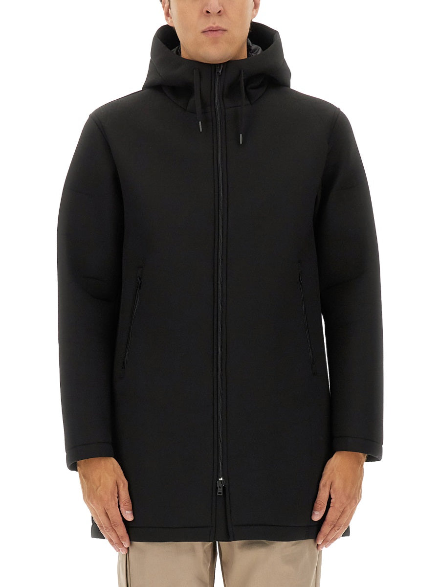 Long Parka Scuba Black Viscose Jacket