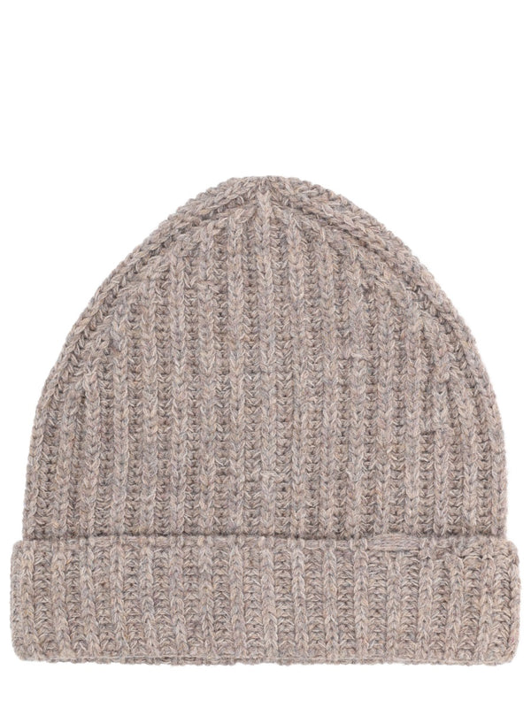 Wool And Cotton Blend Beanie Beige Virgin Hat
