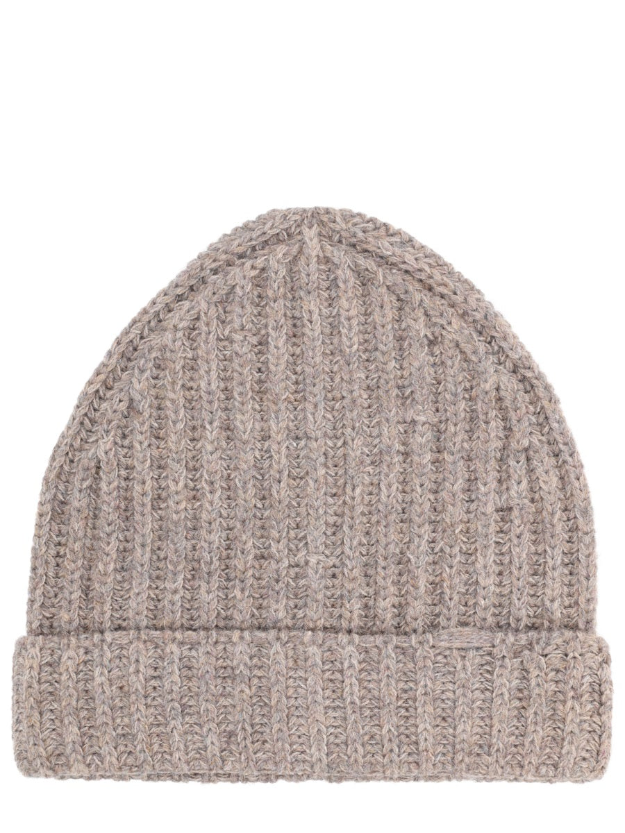 Wool And Cotton Blend Beanie Beige Virgin Hat