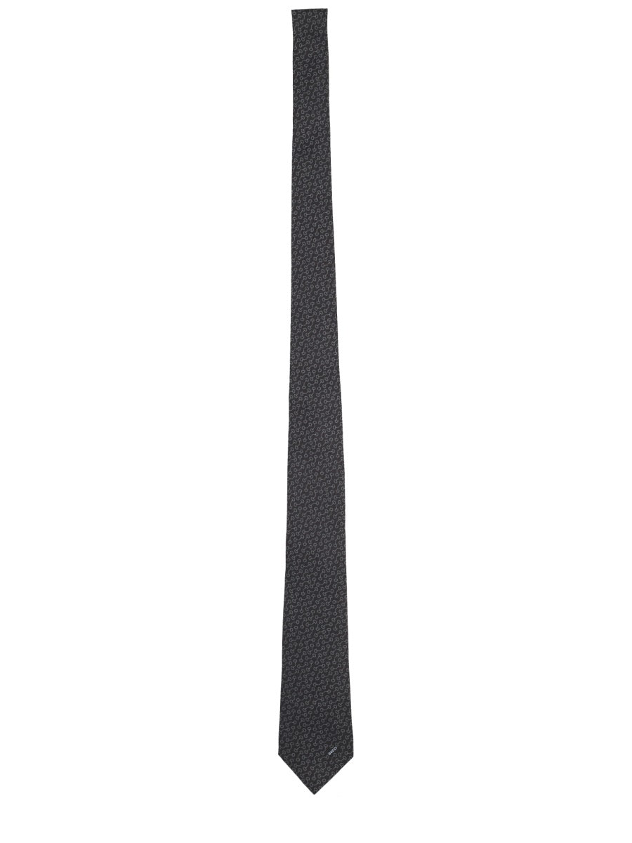 Silk Tie With Clamps Black Ties & Bow