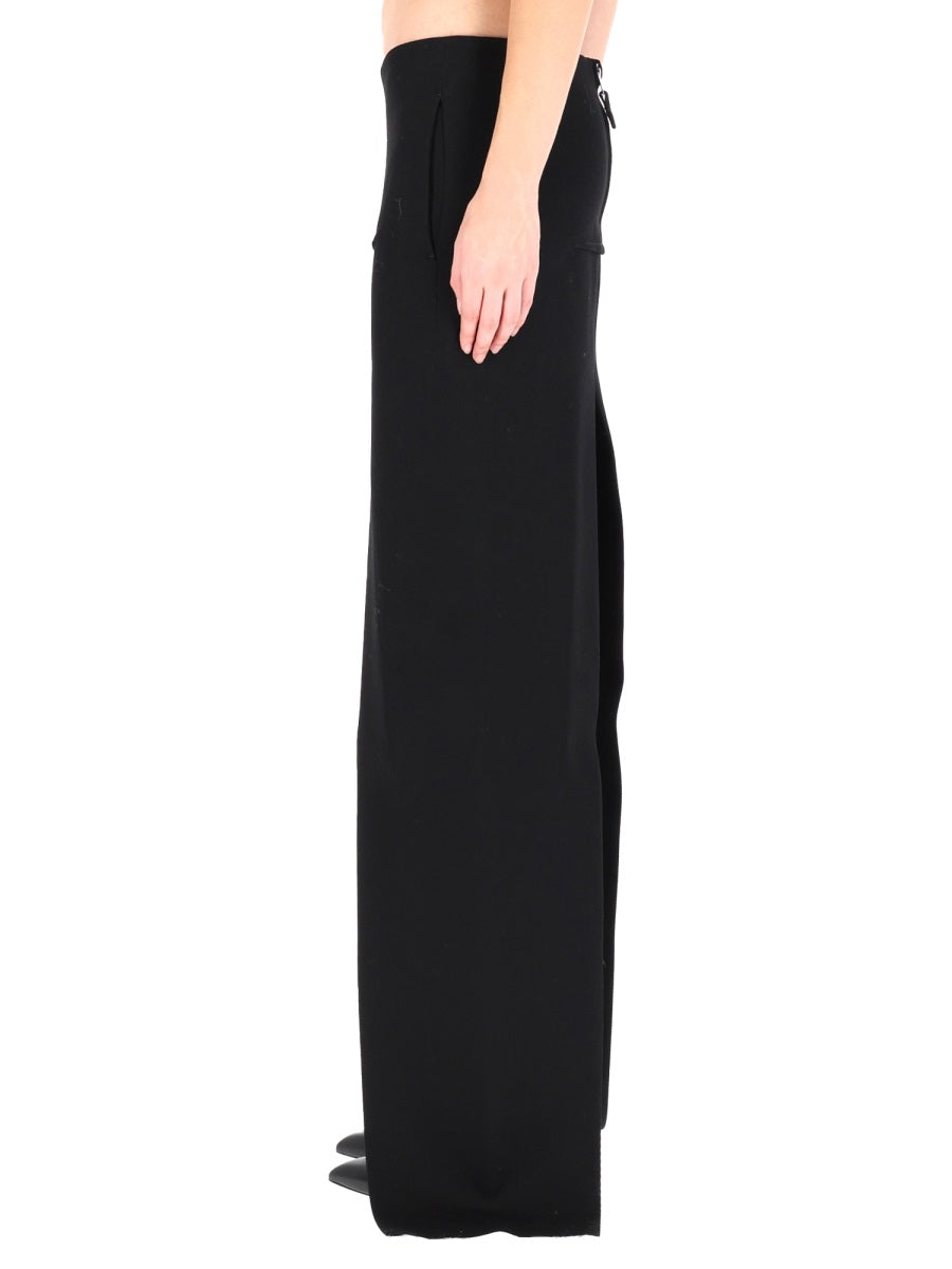 Long Skirt With Center Slits Black Wool