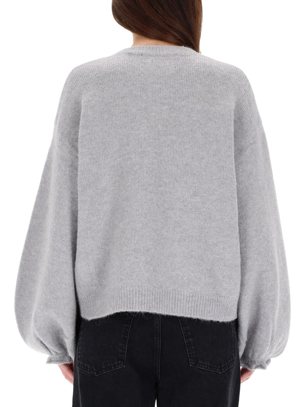 Sweater With Wide Sleeves Grey Wool Jumpers