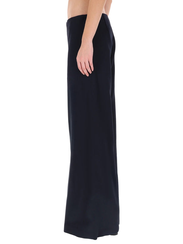 Wraparound Pants Skirt Blue Polyester Trousers