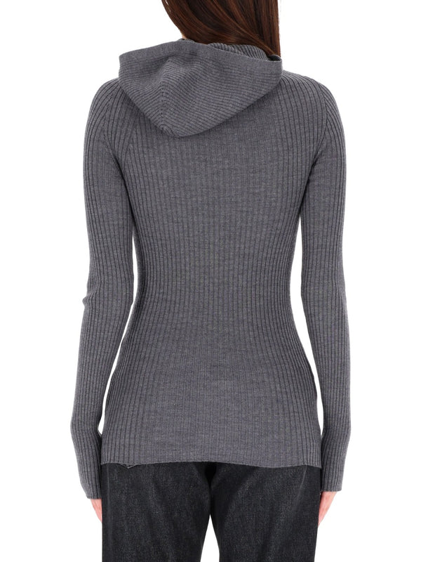 Ribbed Wool Sweater Grey Merino Jumpers