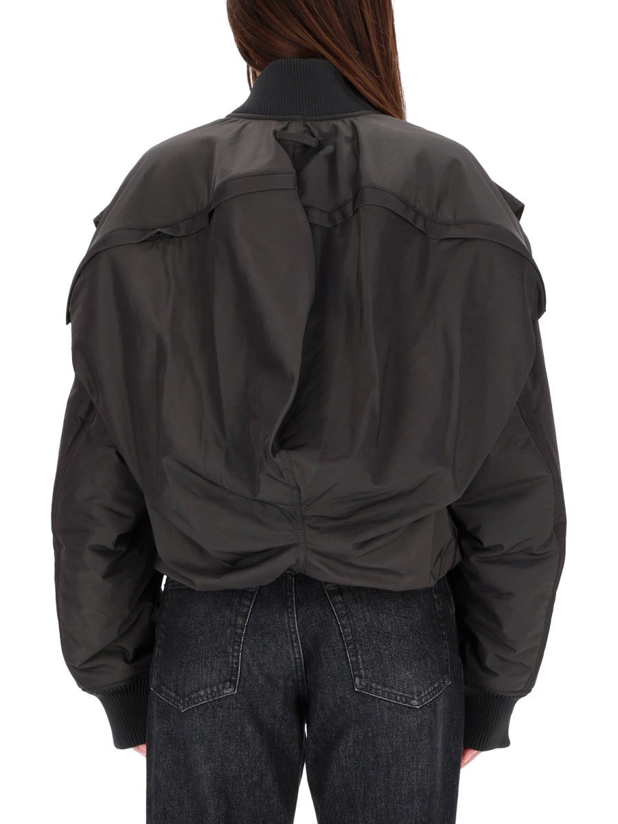 Hooded Bomber Jacket Grey Polyamide