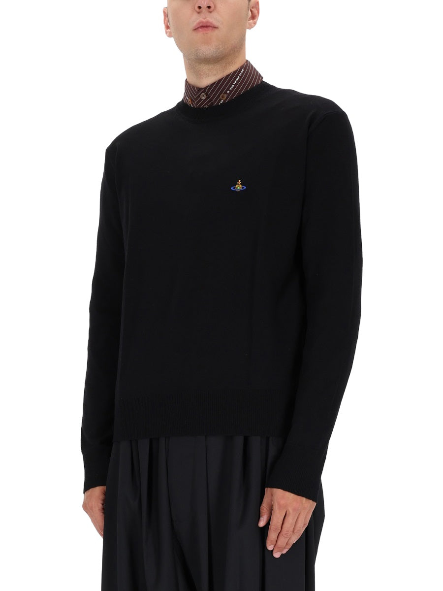 Jersey With Logo Black Virgin Wool Jumpers