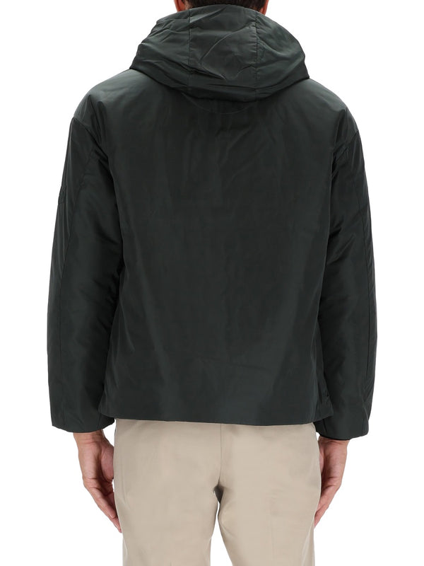 Hooded Jacket Green Polyamide