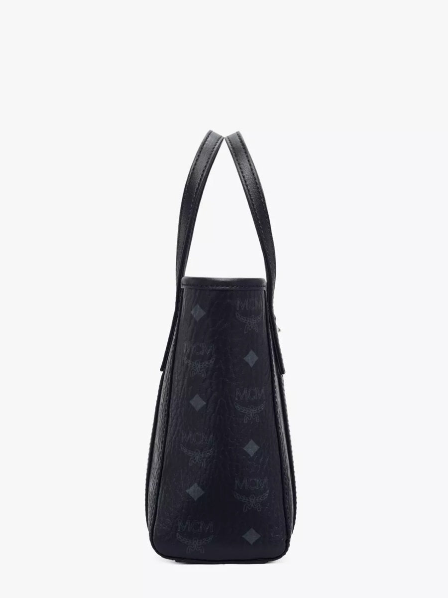 Mini Tote Black Polyurethane Handbags