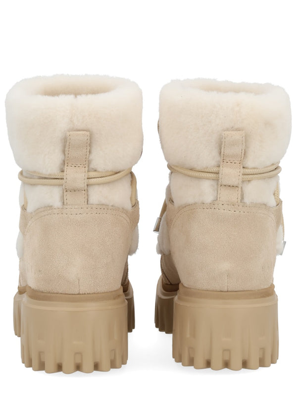 Shearling Ankle Boots Beige