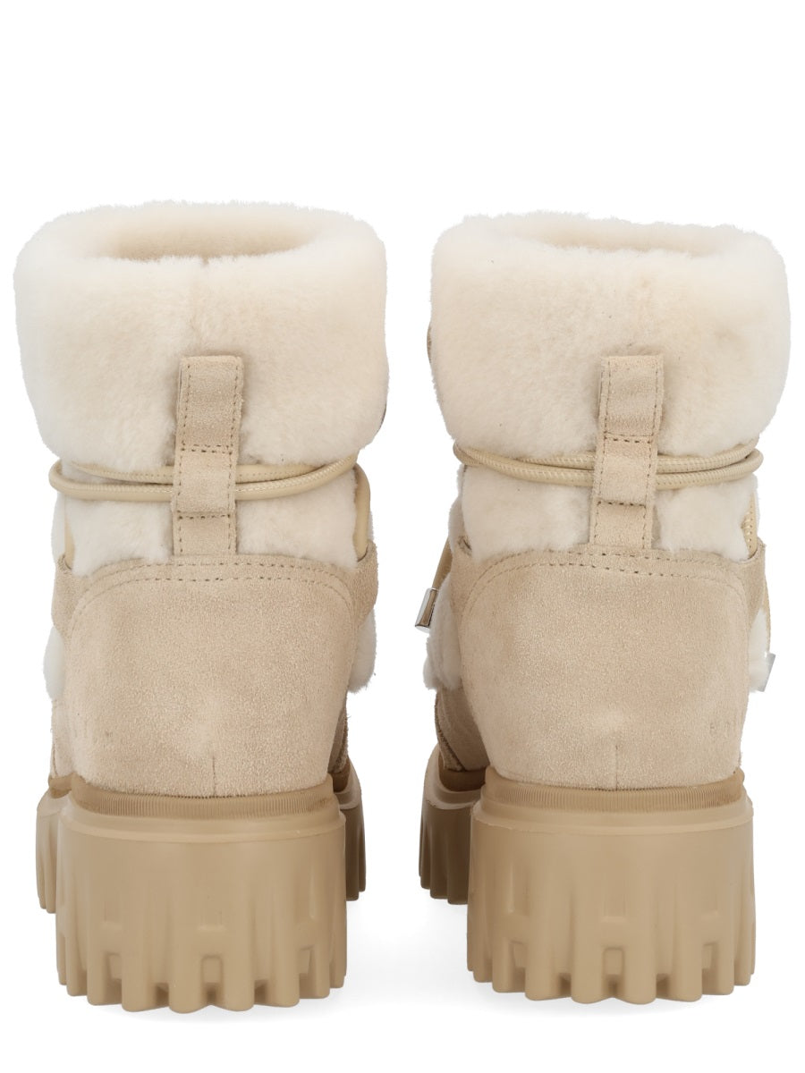 Shearling Ankle Boots Beige