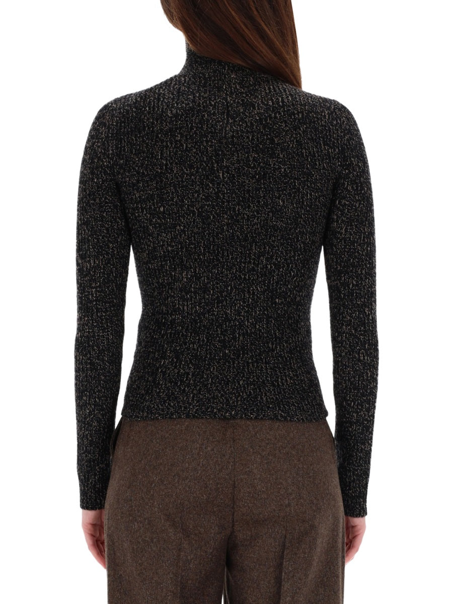 Turtleneck Sweater Wool-Cashmere Mouliné Black Jumpers